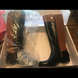 Toby leather riding boots two tone medium calf NWT